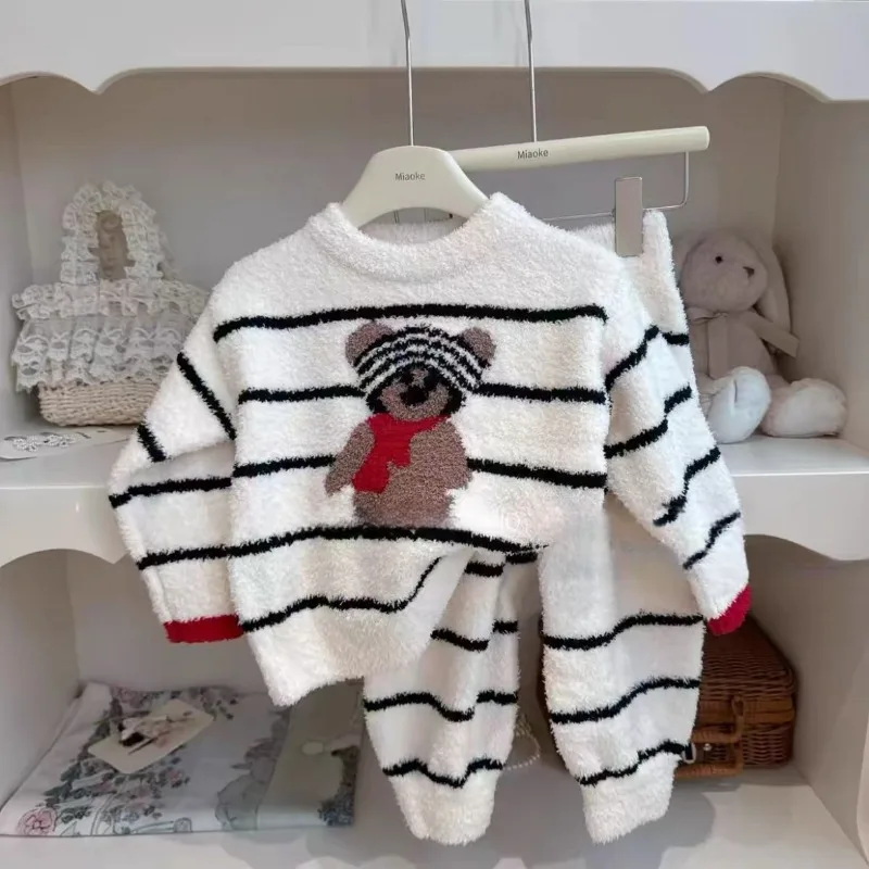 مجموعة ملابس مريحة من الصوف المرجاني السميك للأطفال لخريف وشتاء 2025: للجنسين، ناعمة دافئة، ملابس مكونة من قطعتين للمنزل والملابس غير الرسمية #3