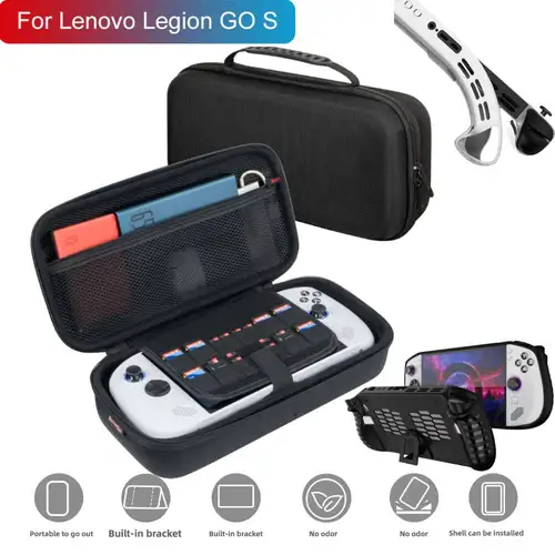 Estuche de transporte duro EVA, carcasa dura a prueba de golpes, bolsa de almacenamiento anticaídas con bolsillo de malla para consola de juegos Lenovo Legion Go S