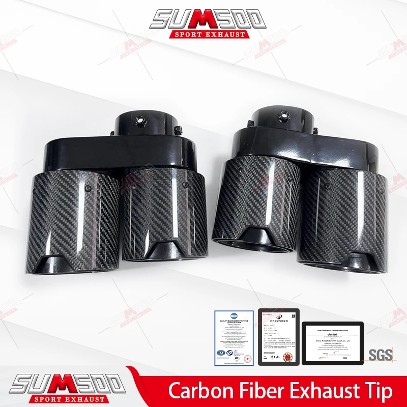 

Оригинальные автомобильные аксессуары из нержавеющей стали 304, двойной выхлопной наконечник из настоящего углеродного волокна SUMSOO, наконечник глушителя для G05 X5 G06 X6 G07 X7