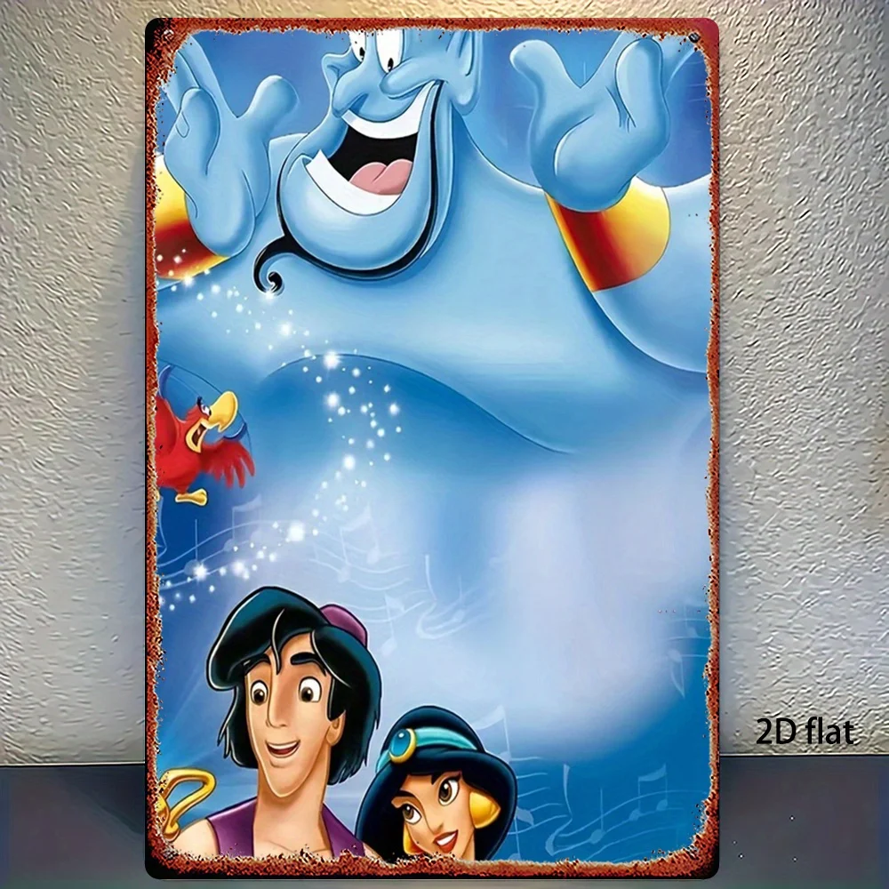 قطعة واحدة من مصباح علاء الدين السحري المعدني لتزيين الحائط - لافتة ليالي عربية عتيقة مع جني، ديكور منزلي رسمي لغرفة المعيشة، سرير