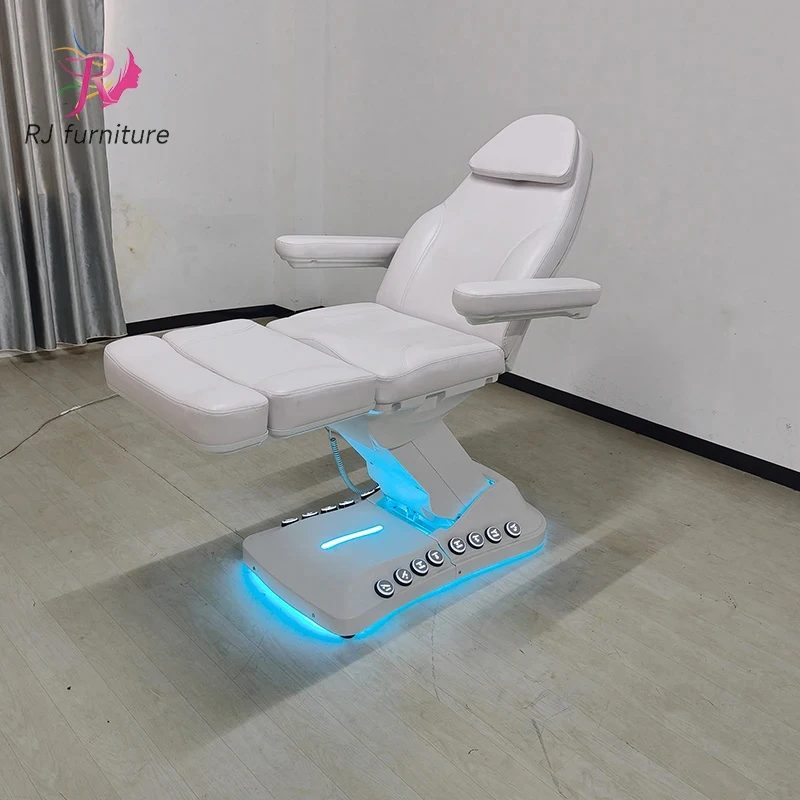 Luxury Modern White 4 Motor Foldable Outdoor Salon Massage Bed Table with Beauty Spa Lash Features
