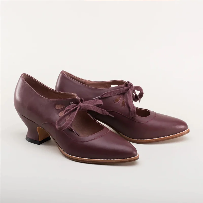 Mary Jane-Zapatos de tacón bajo con cordones para mujer, calzado de tacón bajo, Estilo Vintage, diseño de marca, estilo Derby, talla grande