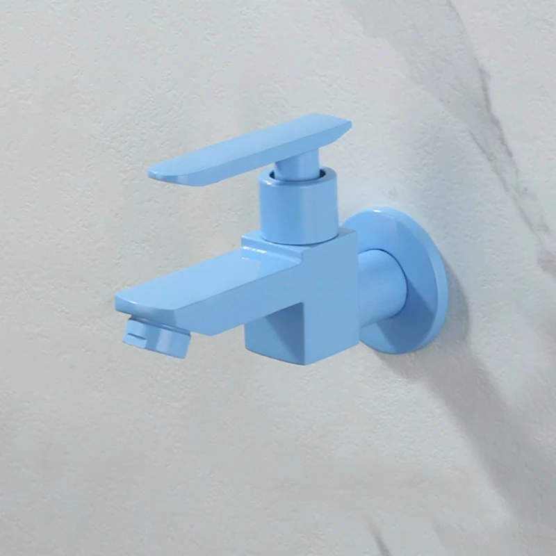 

Wall Mounted 1 Hole Basin Sink Faucet Modern Single Handle Lavatory Vanity Sink Faucet Single Cold Bathroom Sink Faucet Blue