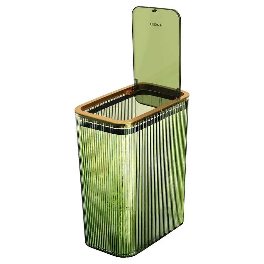 

Trash Can, Bathroom Trash Cans with Lids, 2.6 Gallon Garbage Can for Bedroom, Office, Plastic Slim Waste Basket with Press Top L