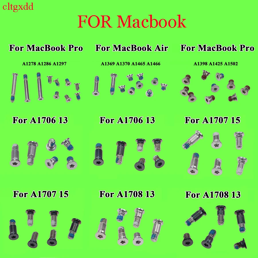 1 set FOR Macbook Pro laptop bottom cover fixing screws set A1278 A1286 A1297 A1369 A1425 A1502 A1706 A1707 bottom cover screws