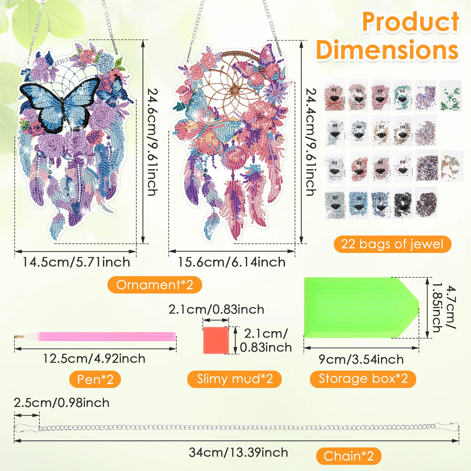1/2Pcs Dreamcatcher Diamond Art Kit Acrylic DIY Rhinestone Art Hanging Ornament with Chain Diamond Art Kit for Window Home Decor