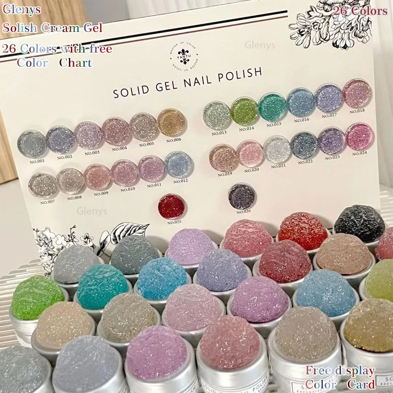 Glenys26 color burst solid cream gel with color card professional nail gel polish UV gel varnish set wholesale