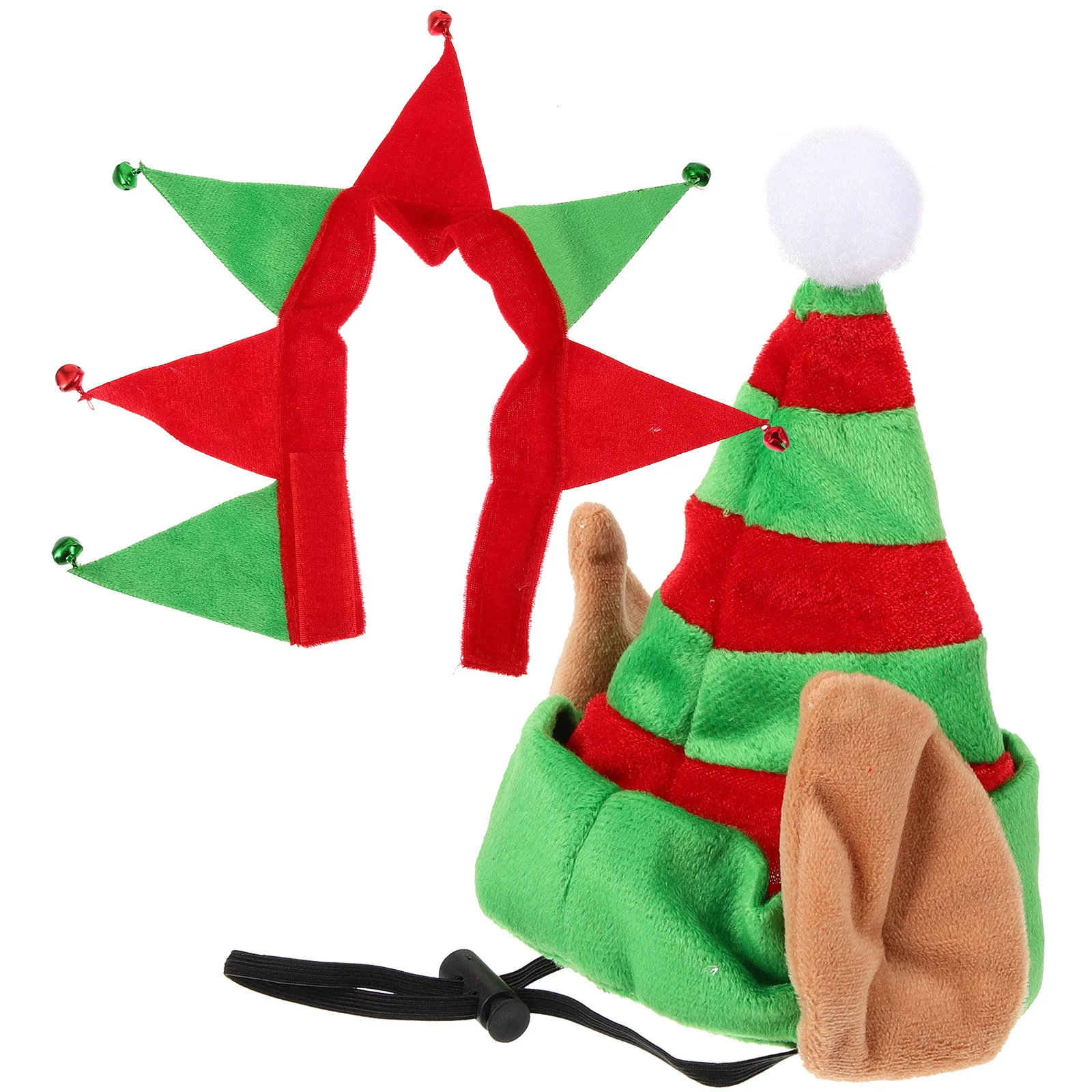

1Set Pet Elf Christmas Hat and Collar Small Pet Costume Winter Party Decoration Christmas Accessories Cat Headdress