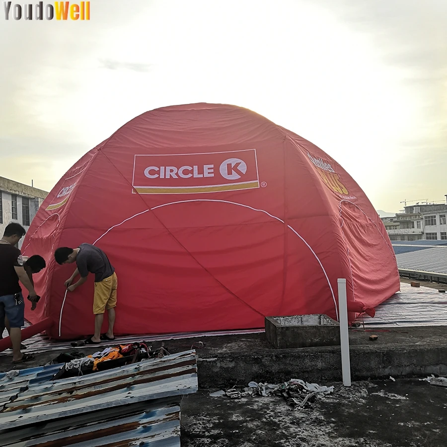 Carpa de araña inflable roja personalizable, 10 metros de diámetro, 6 patas, cubierta completa para exposiciones de eventos y publicidad comercial