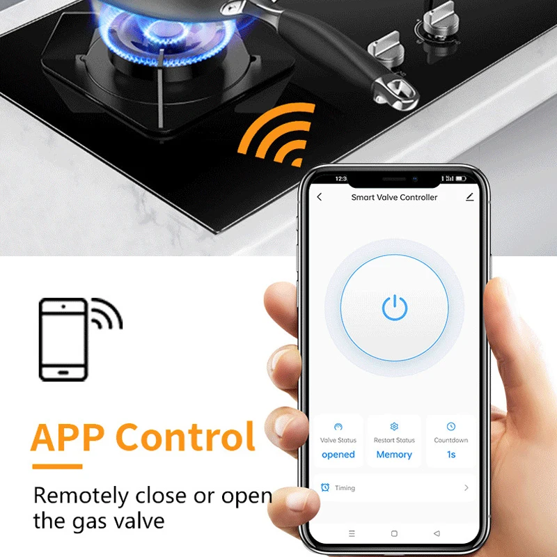 Imagem -04 - Tuya Inteligente Wifi Gas Pipe Valve Faucet Controller Controle Remoto Água Vazamento Alarme Sensor Suporte Smart Life Alexa Yandex Alice