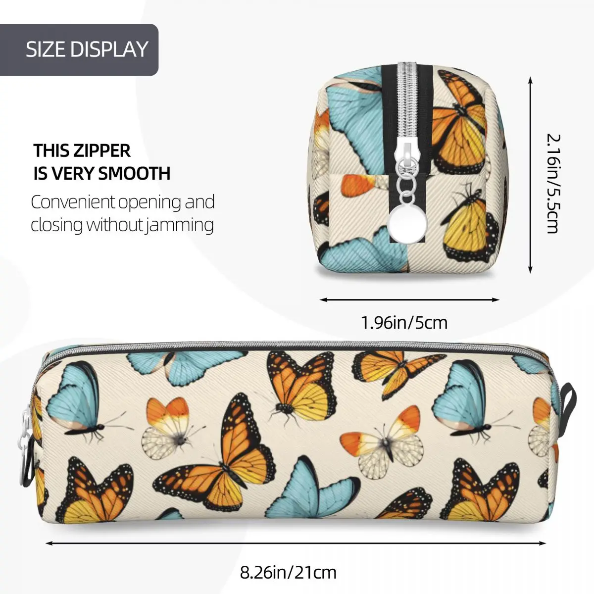 Vinatge Butterfly Pattern Pencil Cases Pen Box Bags Student Big Capacity School Supplies Cosmetic Pencilcases