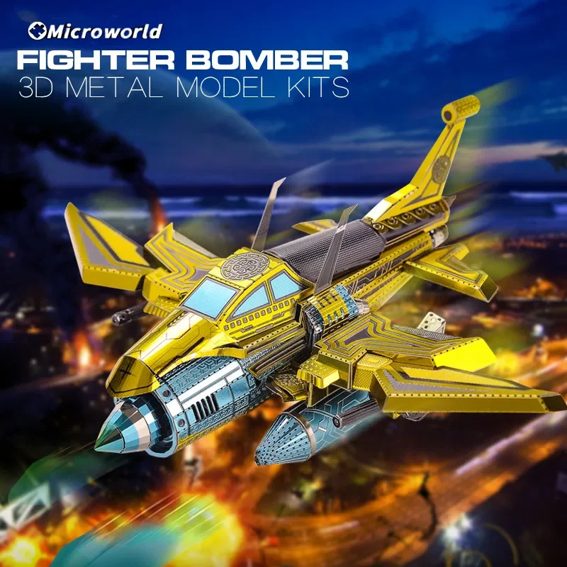 Microworld 3D Puzzle in metallo Giochi Kit modello di aeroplano Taglio laser fai da te Giocattoli puzzle Regali di Natale per bambini Adolescenti Adulti