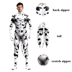 Disfraces completos de Halloween para adultos, ropa de Animal Catsuits MilkCow, monos de fantasía estampados en 3D, traje Zentai Unisex