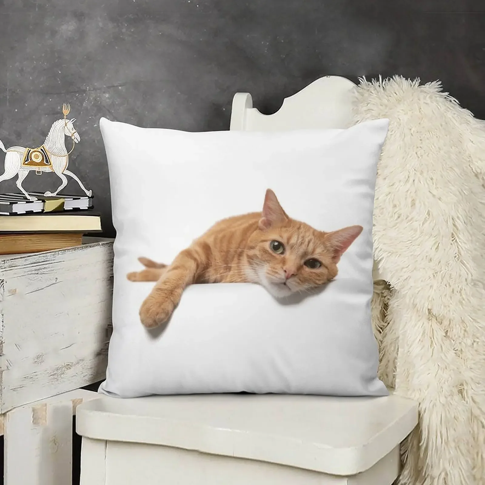 

Orange Tabby Cat Laying on a White Background Throw Pillow Christmas Pillows Decorative Sofa Cushion pillow