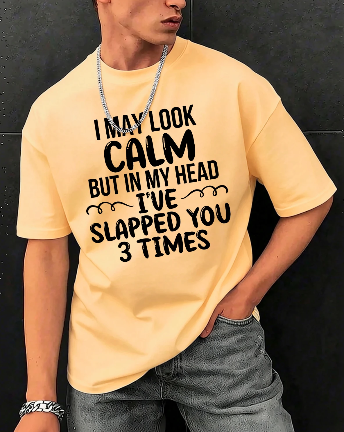Slapped You 3 Times In My Head Print Herren-T-Shirts aus Baumwolle, Hip-Hop-T-Shirts, O-Ausschnitt, Sommerkleidung, lässig, trendig, All-Match-Kurzarm – Detail 30