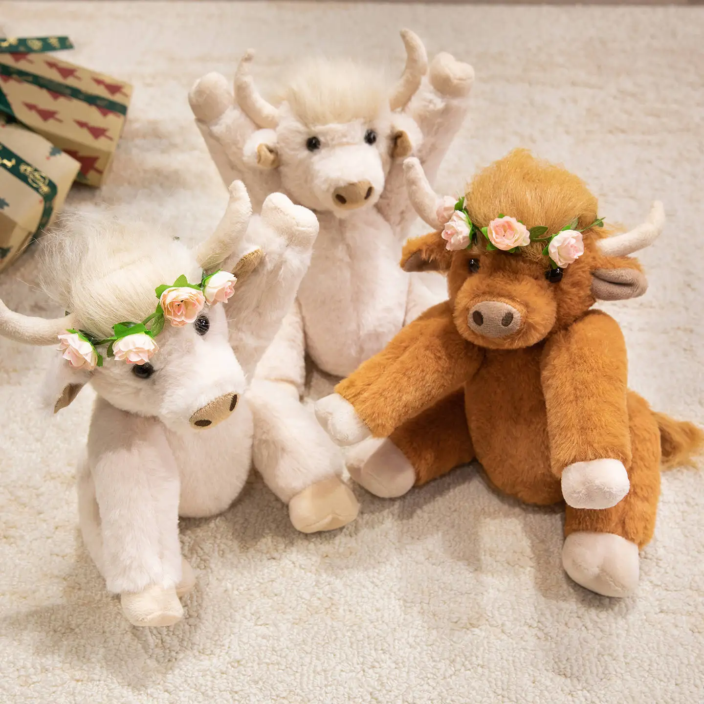 

Simulation Cute Cartoon Scottish Cattle Plush Toys Soft Stuffed Animals Pasture Cattle Babys Appease Dolls for Kids Gifts Decor