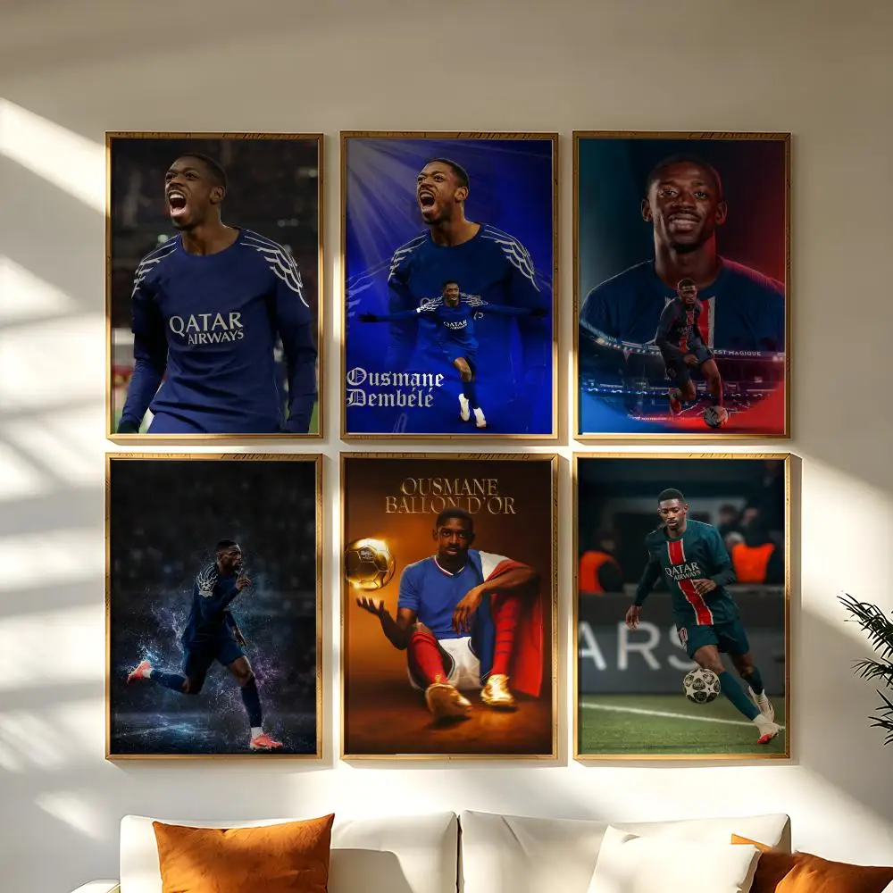 Footballer O-Ousmane D-Dembele Poster  Poster HD Home Decor Sticky Wall Waterproof Home Living Room Bar Aesthetic Decor