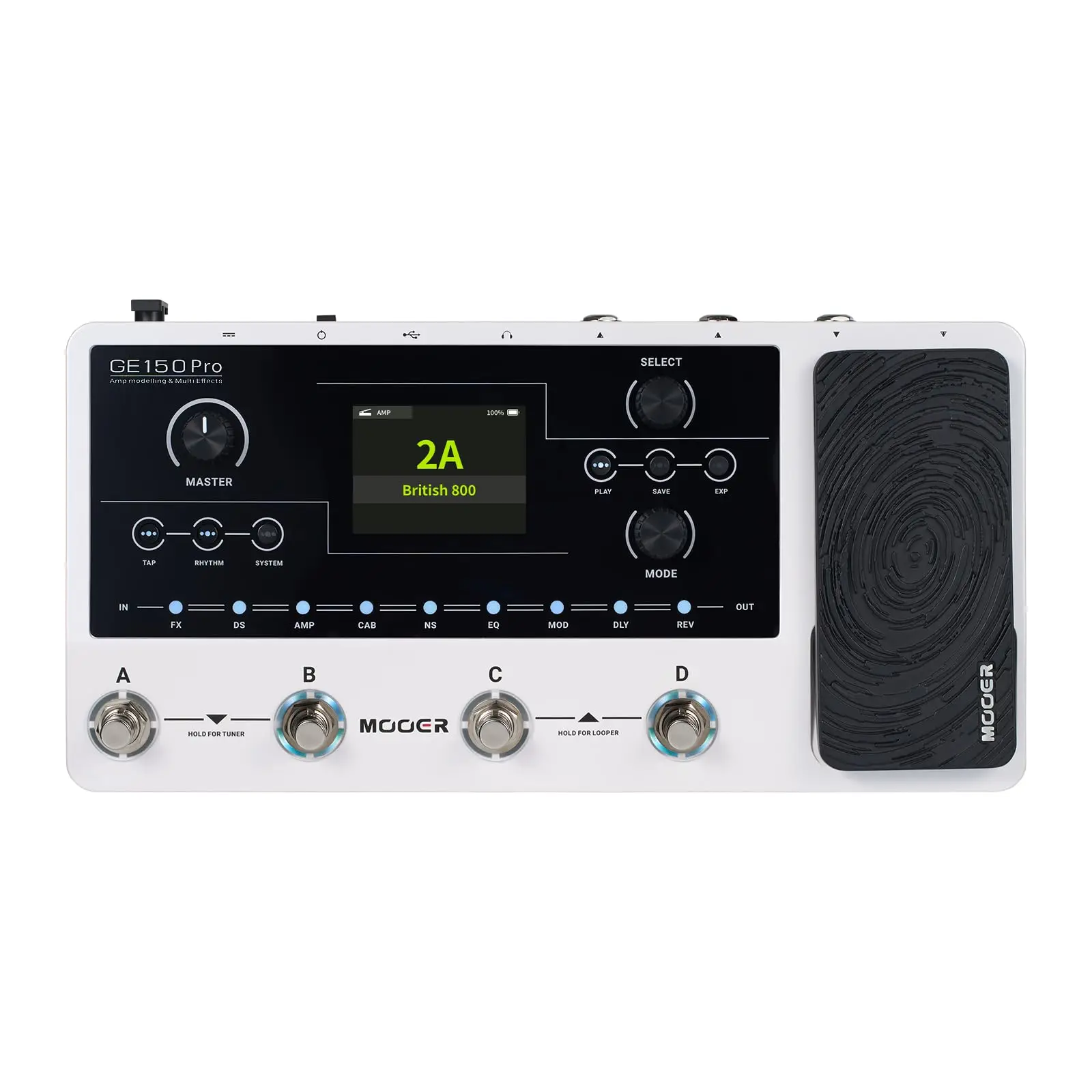 MOOER GE150 Pro/Pro Li New Guitar Amp Modelling Multi Effects Pedal Built-in 9 hrs Battery with 4 Footswitches, IR Loader,