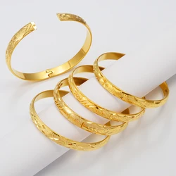 Anniyo Openable Bangle Women African Ethiopian Bright Bracelet Gold Plated Jewelry Middle East Dubai Wedding Accessories #157316