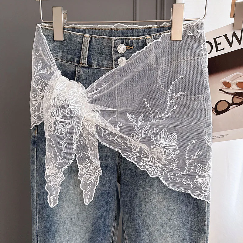 

Sweet and dreamy lace scarf with embroidered floral design, large size scarf2026New Spring and Autumn Decorative Waist