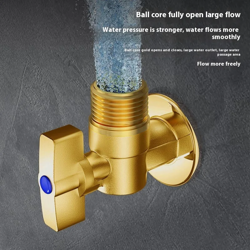 

1Pcs Large Flow Water Stop Valves Inlet Ball Valves Bathroom Kitchen Sink Stop Valve Connection Water Pressure Regulator