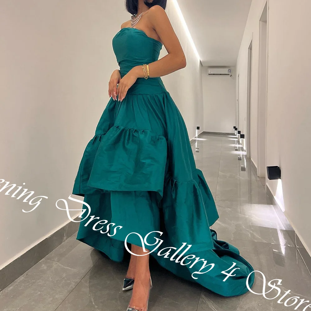 Customized Delicate Pleat Draped StraplessFloor Length Evening Dress A-Line Satin Sleeveless Sweep Train Vestidos Para Mujer