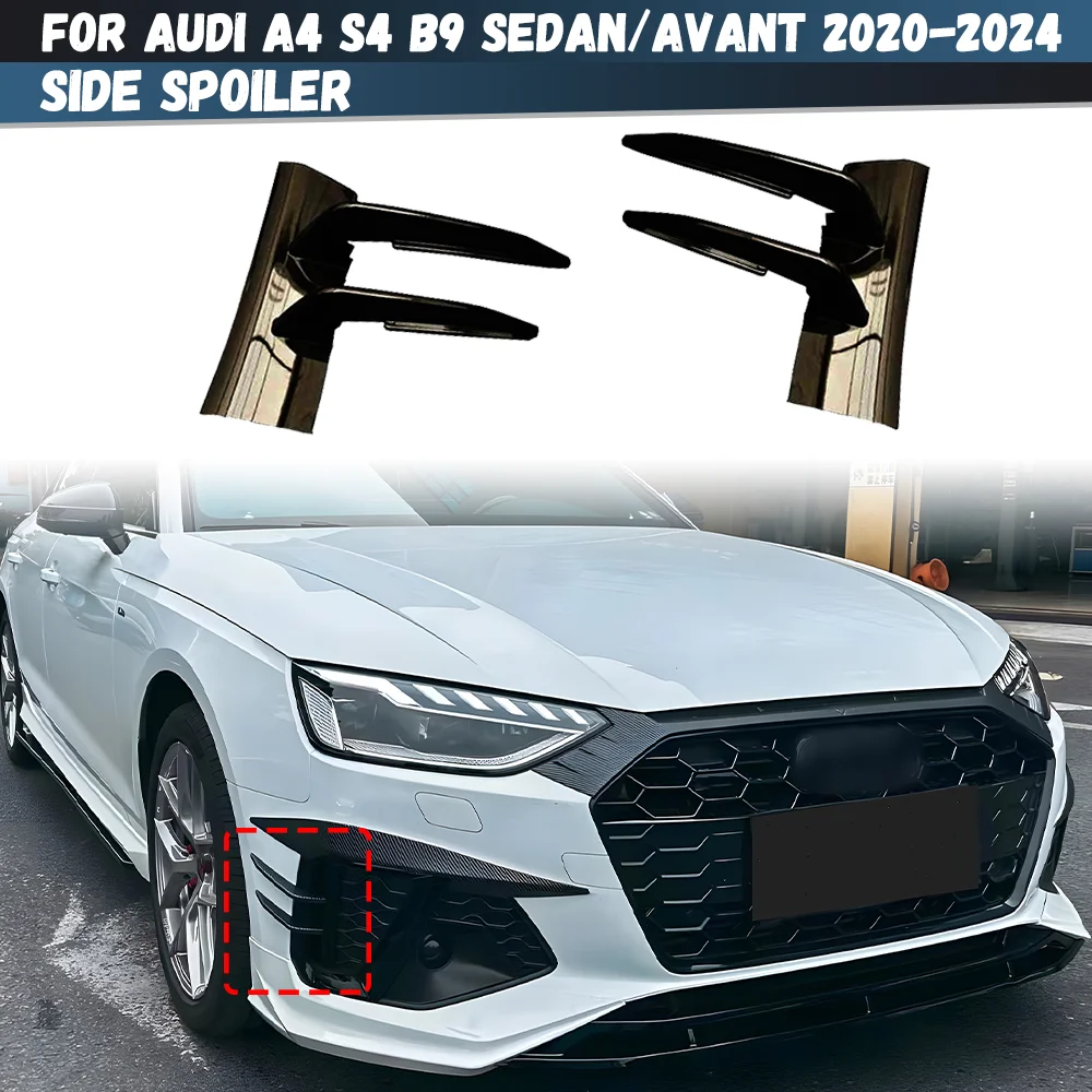 For Audi A4 S4 B9 TDI Sedan/Avant 2020-2024 Front Bumper Spoiler Wind Knife Side Skirt Front Lip Wind Air Knife Canards Splitter