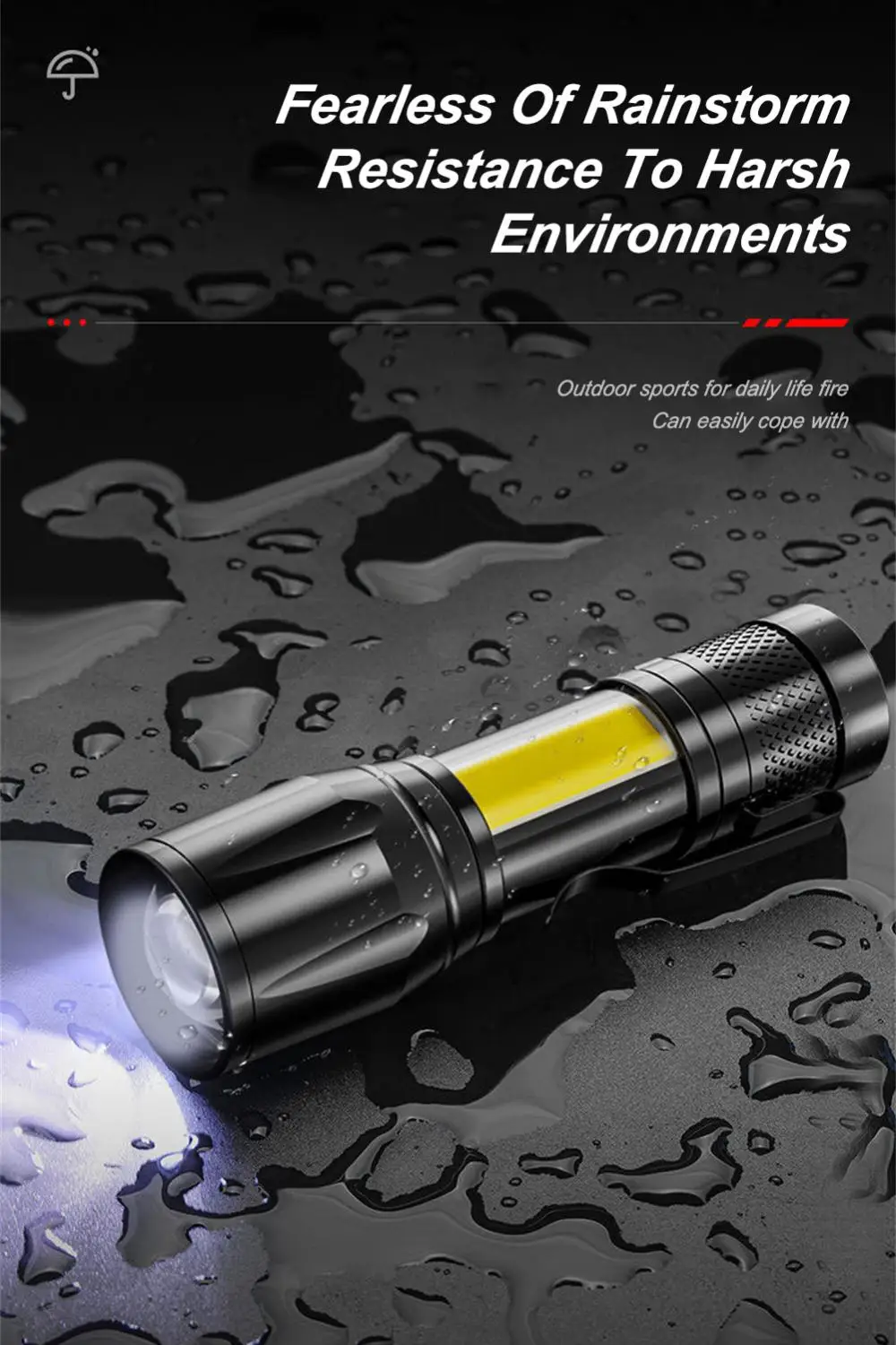 Mini Torch LED Rechargeable Flashlight Adjustable Penlight Waterproof Led Light Portable USB Charging Flashlight Camping Water