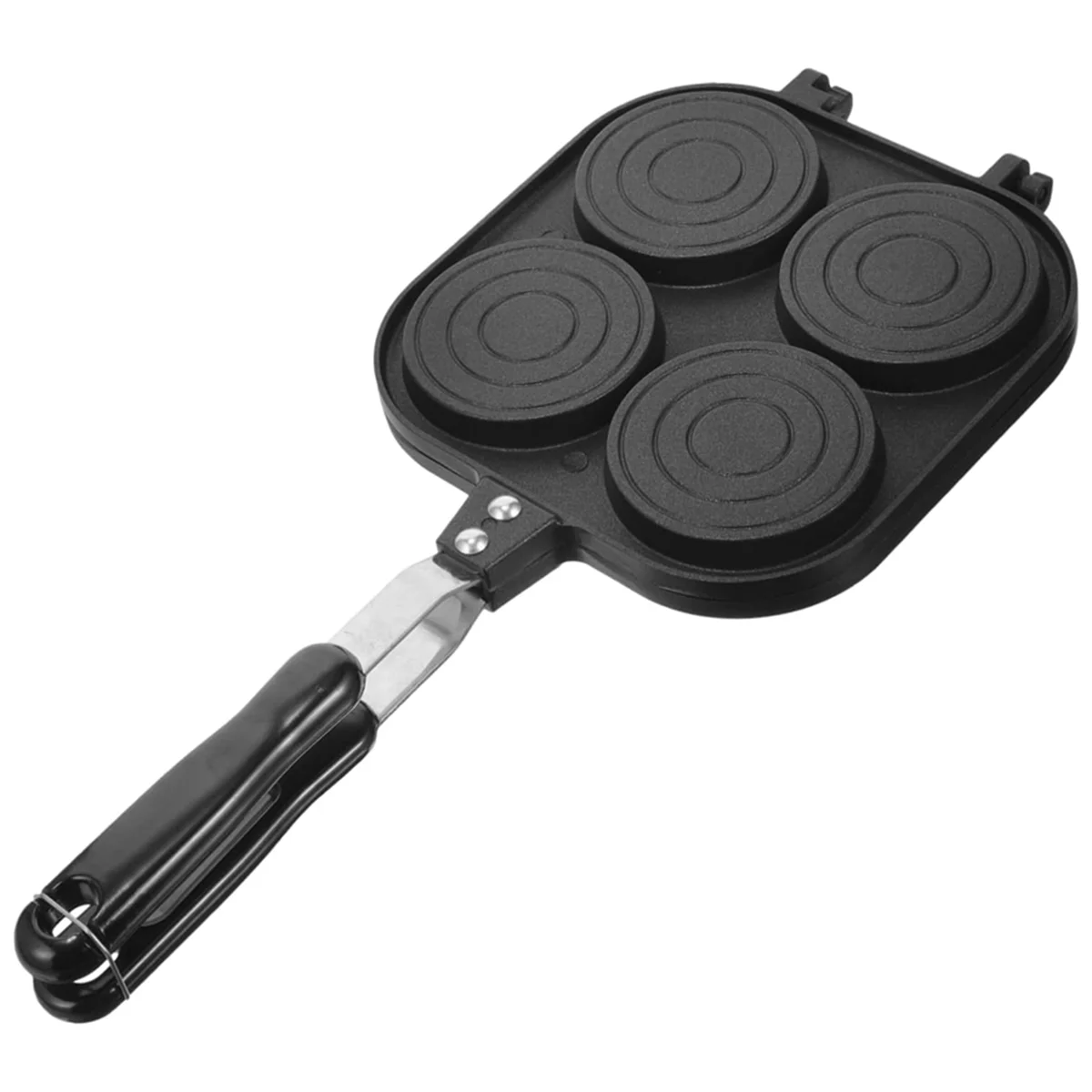 Wheel Pie Grill Pan Mini Frying Pan Double Sided Pancake Pan Nonstick Egg Pan Burgers Multi-Hole Egg Frying Pan