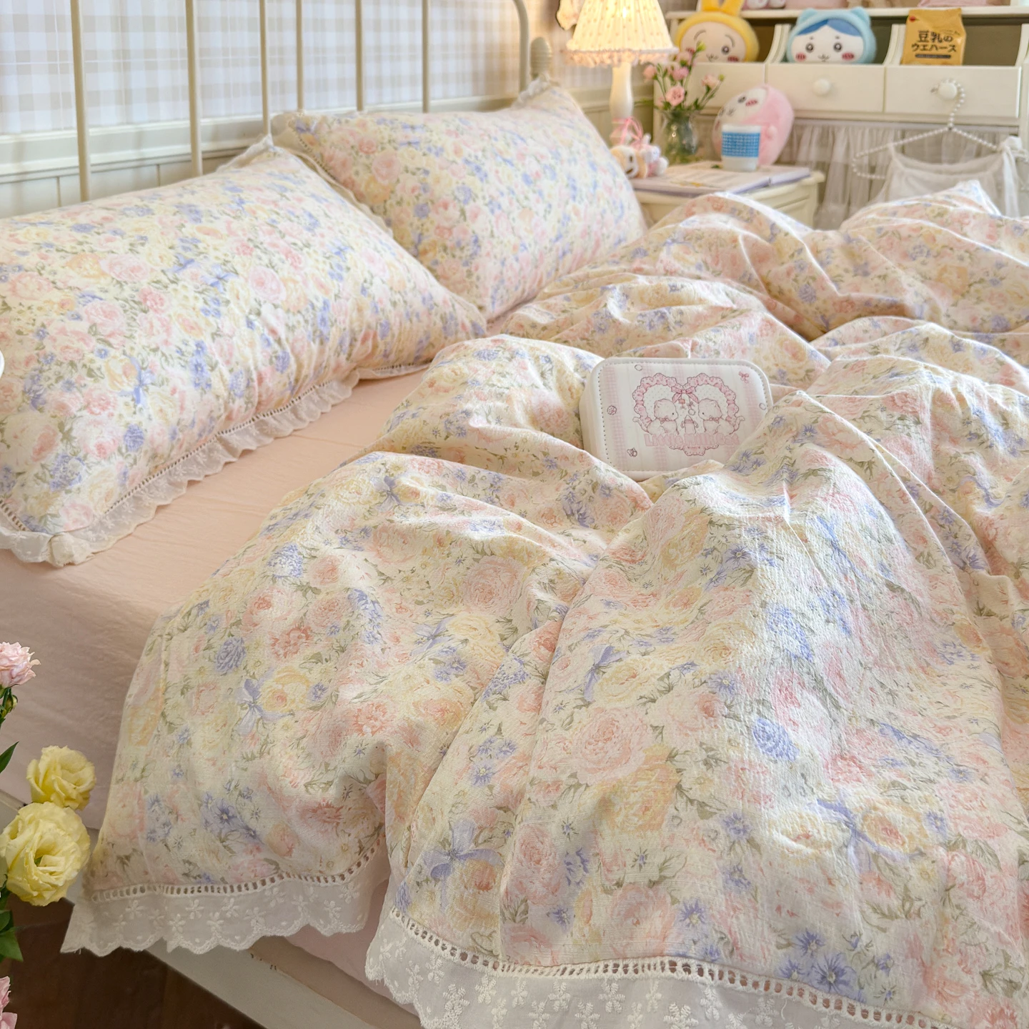 Bettwäsche-Set mit Blumenmuster, Prinzessin, Bettbezug, Bettwäsche-Set Zm бе Sosyal Set, Raumdekoration, Geburtstagsgeschenk, Schlafzimmer – Detail 8