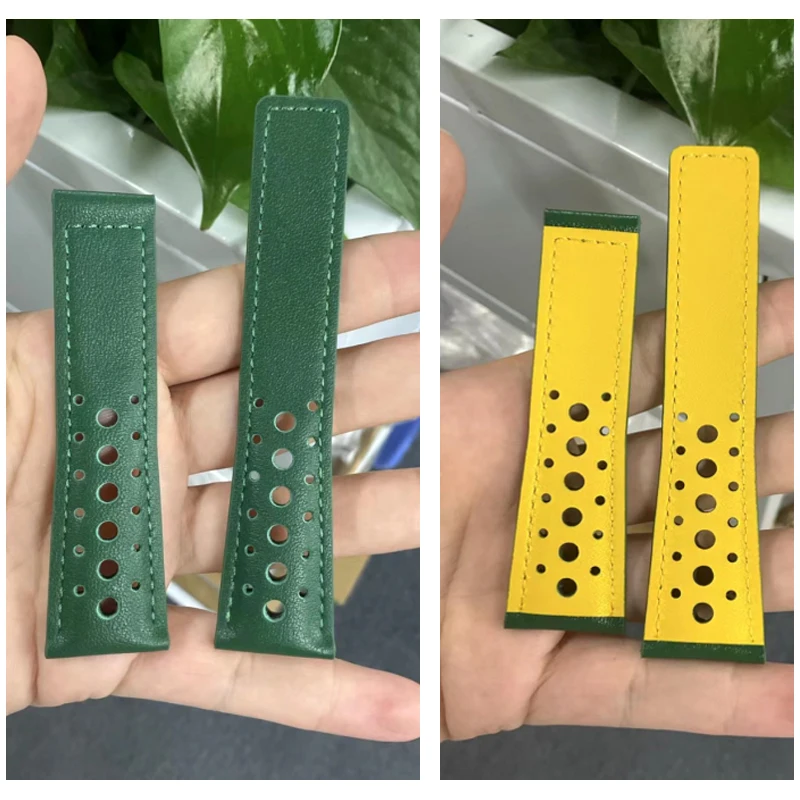 ل تاغ هوير 22 مللي متر جلد طبيعي وات chstrap موناكو الخليج CAW218E/C CBL2115 CAW211P/R حزام الساعات الرجال سوار أزرق أخضر أصفر