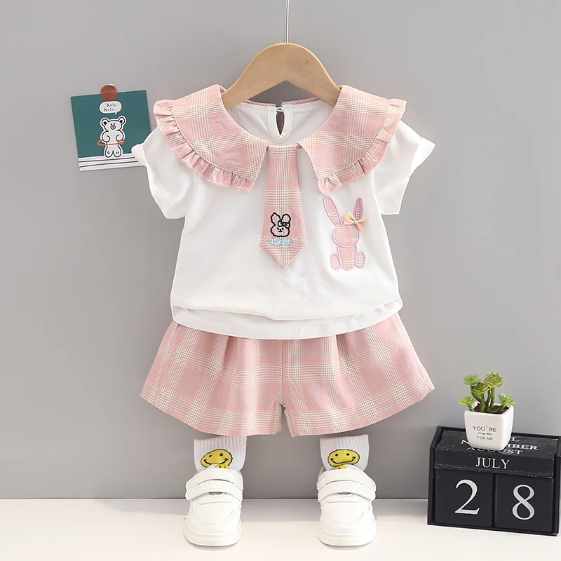 New Summer Baby Girls Clothes Suit Children Fashion Cute T-Shirt Shorts 2Pcs/Sets Toddler Casual Cotton Costume Kids Tracksuits