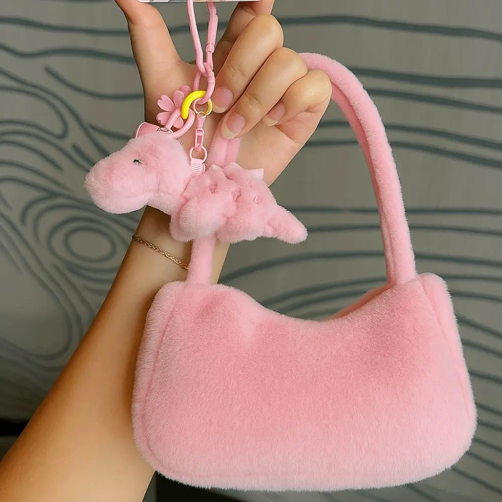 Design simples dopamina dinossauro pingente de pelúcia elegante material de pelúcia dinossauro chaveiro de pelúcia textura macia única