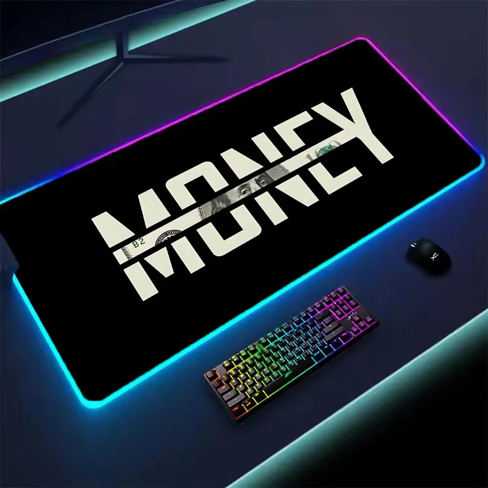 

Dollar Mouse Pad XXL RGB Gaming Mouse Pad Gamer Accessories Large LED Light Mousepads PC Computer Desk Mat with Backlit