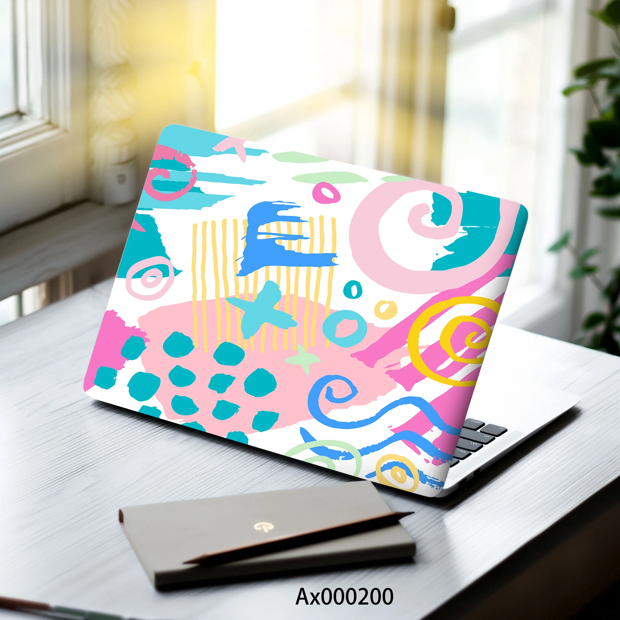 2 قطعة 15.07*10.82 بوصة الملونة الكتابة على الجدران ملصقات الكمبيوتر المحمول مجردة هندسية ذاتية اللصق المضادة للخدش لوازم ديكور الكمبيوتر المحمول #2