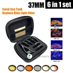 Aquarium Universal Fish Tank Phone Camera Lens Filter, 37mm 6 in 1 Macro Lens, Yellow Lens Filter, Coral Reef Aquarium