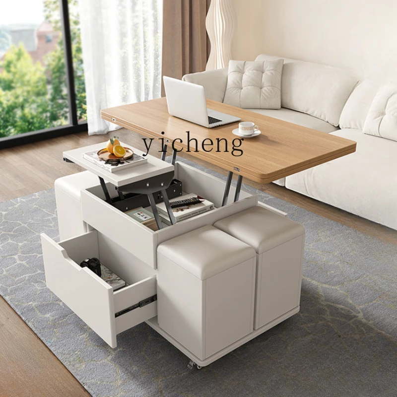 

Small Apartment Lifting and Foldable Coffee Table Double-Use Telescopic Simple Modern Multi-Functional Living Room Home