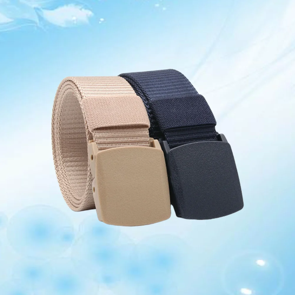 

2pcs Nylon Lightweight Adjustable Plastic Buckle Waist Belt For Men Women Casual Simple All-Matching Daily Wear Belt