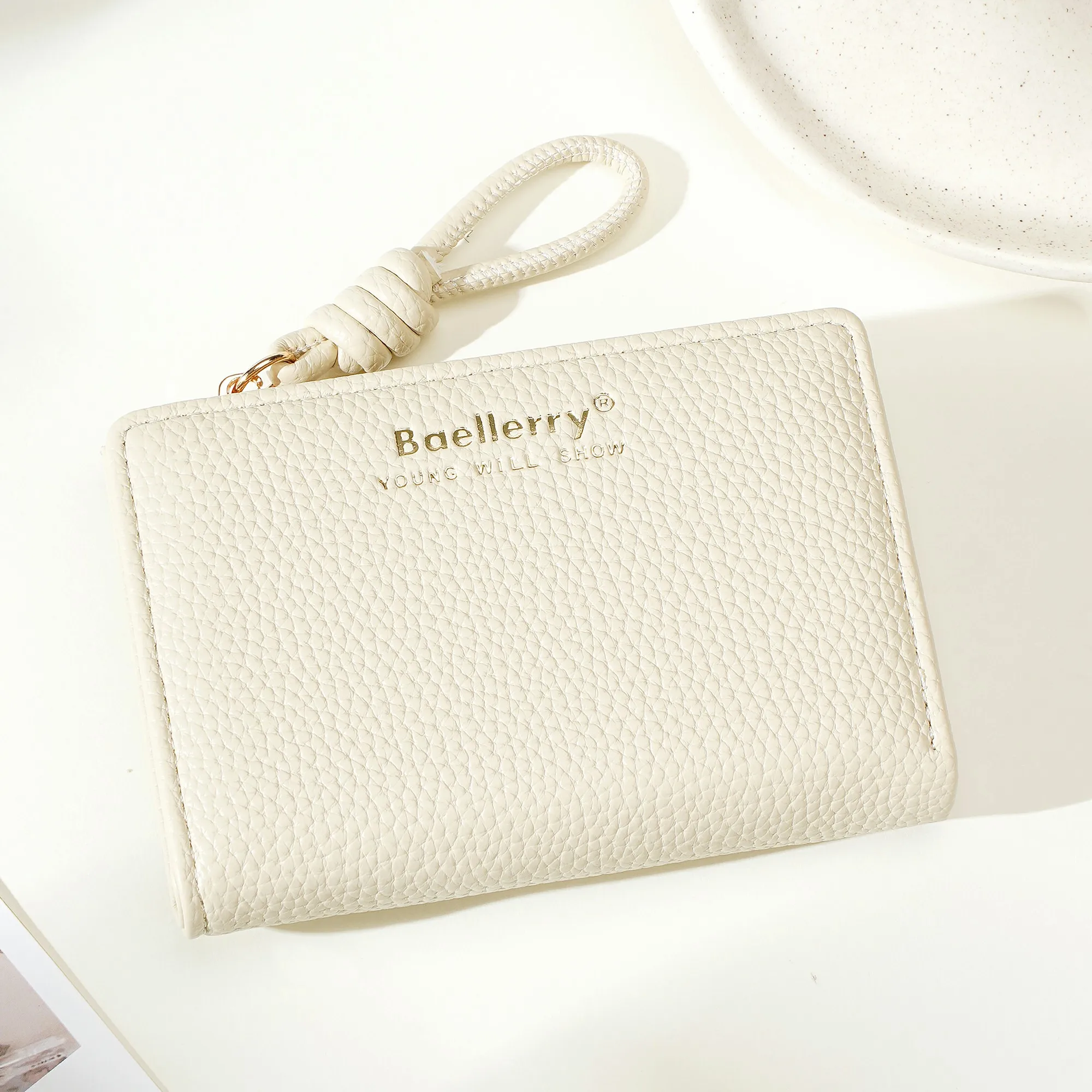 1 Stück – Baellerry Damen-Kurzgeldbörse, aus PU-Leder mit Handgelenkschlaufe, lässige Geldbörse mit Lychee-Muster, leicht, elegant, minimalistischer Stil, Alltagsgeldbörse – Detail 13