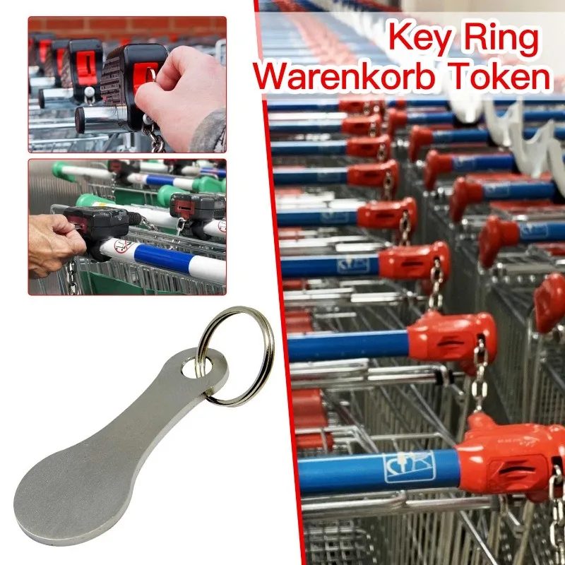 Shopping Cart Token Key Rings Metal Trolley Token Keychains Home Outdoor Portable Multipurpose Key Chains Jewelry Accessories