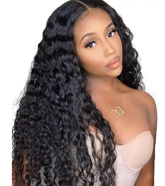 Fashion temperament black mid-section curly hair explosive wig synthetic fiber high temperature silk head cover full