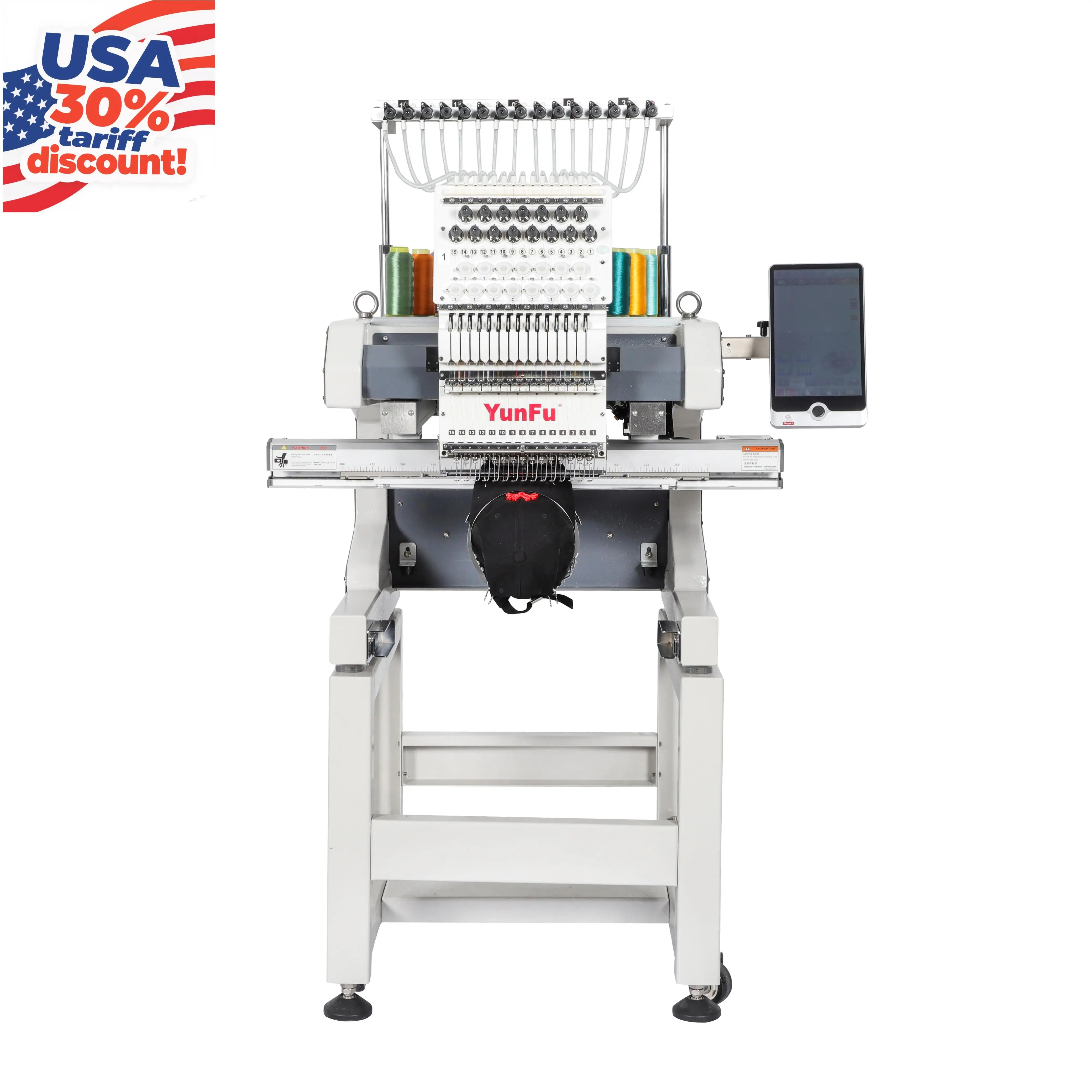High Quality Single-Head 12 Needles Automatic Embroidery Machine For Cap Tshirt Flat Industrial Use Bearing Motor Engine Core