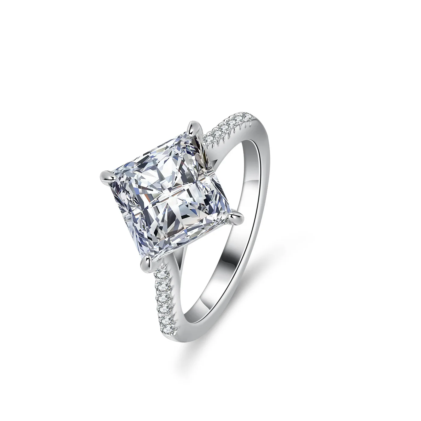 18K Gold Inlaid 3-carat Moissanite Ring, Female Irregular Square Bag, Square Princess Redion Square Cut Platinum PT950 Accessory
