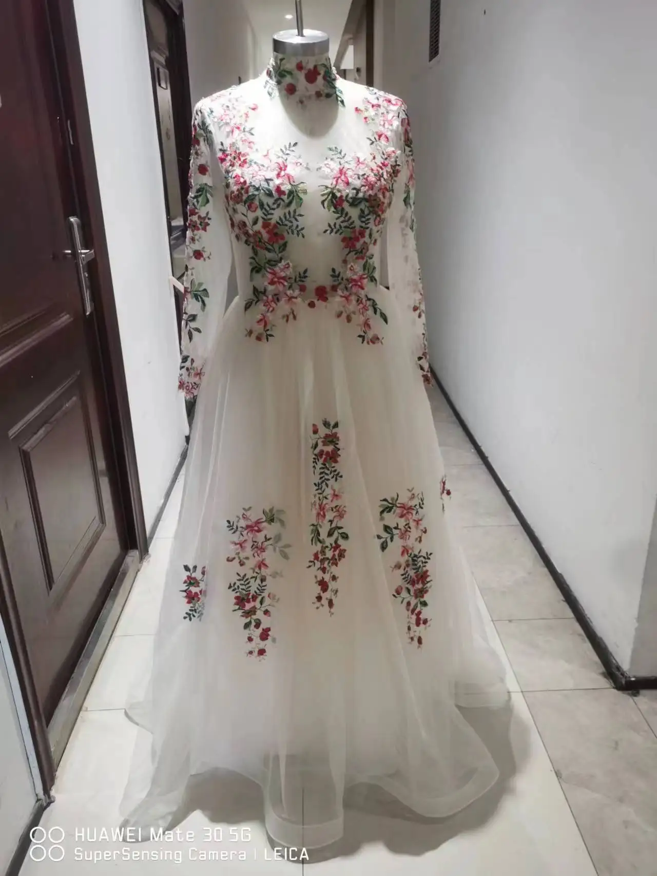 

Floral Flowers Evening Dresses New Formal Party night Long Sleeve Mother And Daughter Prom Dresses For Wedding Saudi Arabia