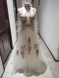 Floral Flowers Evening Dresses New Formal Party night Long Sleeve Mother And Daughter Prom Dresses For Wedding Saudi Arabia