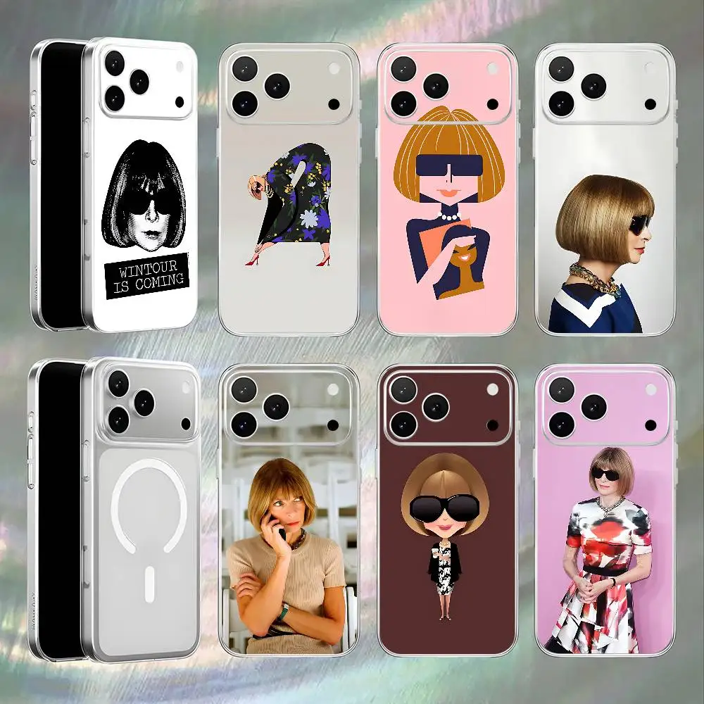 A-Anna W-Wintou For iPhone 17,16,15,14,13,12,11,Pro,Max,Plus Magnetic Wireless Charging Transparent White Phone Case