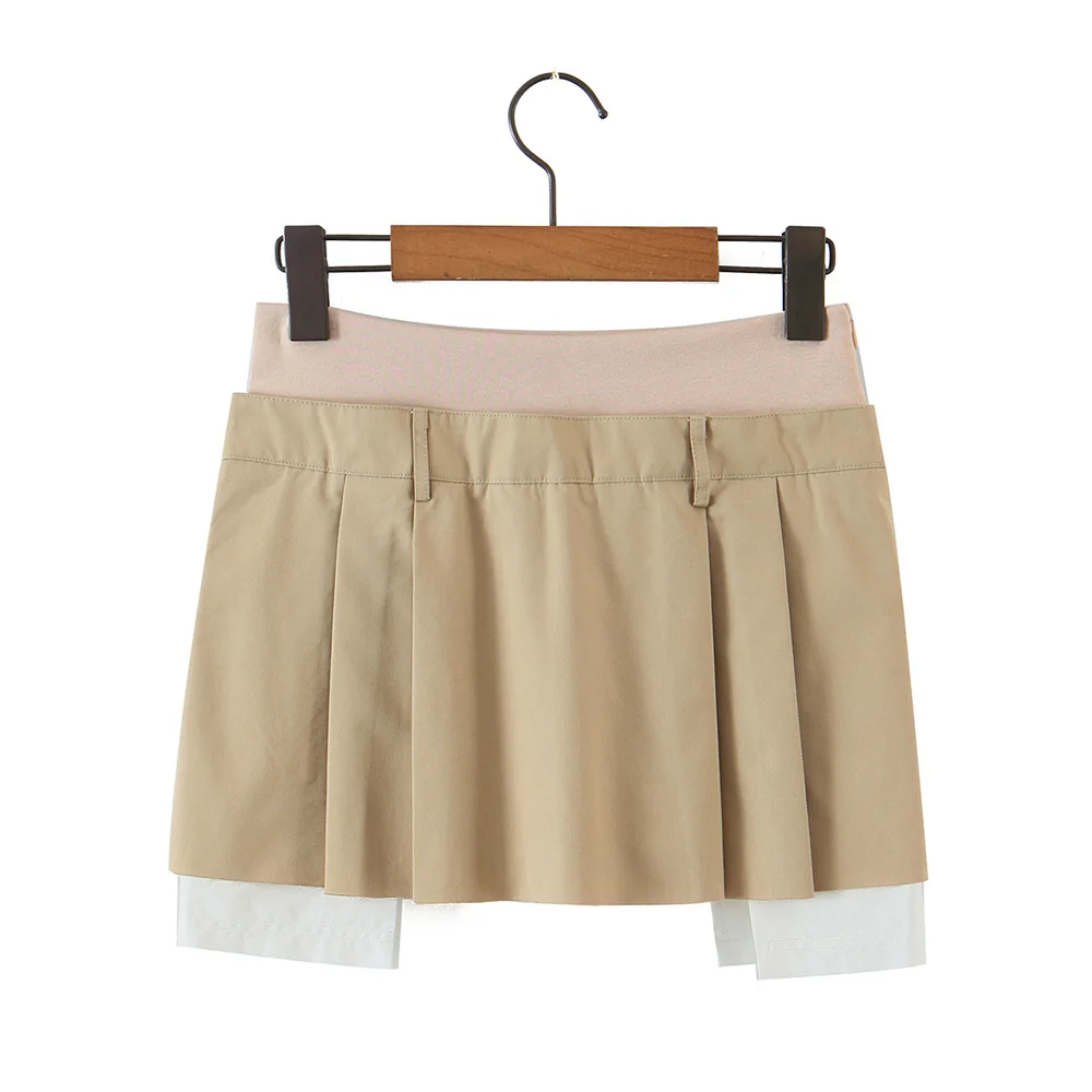 High wiasted cargo skirts for women vintage khaki mini skirts womens 2024 Summer pletaed skirts Korean fashion skirt with shorts