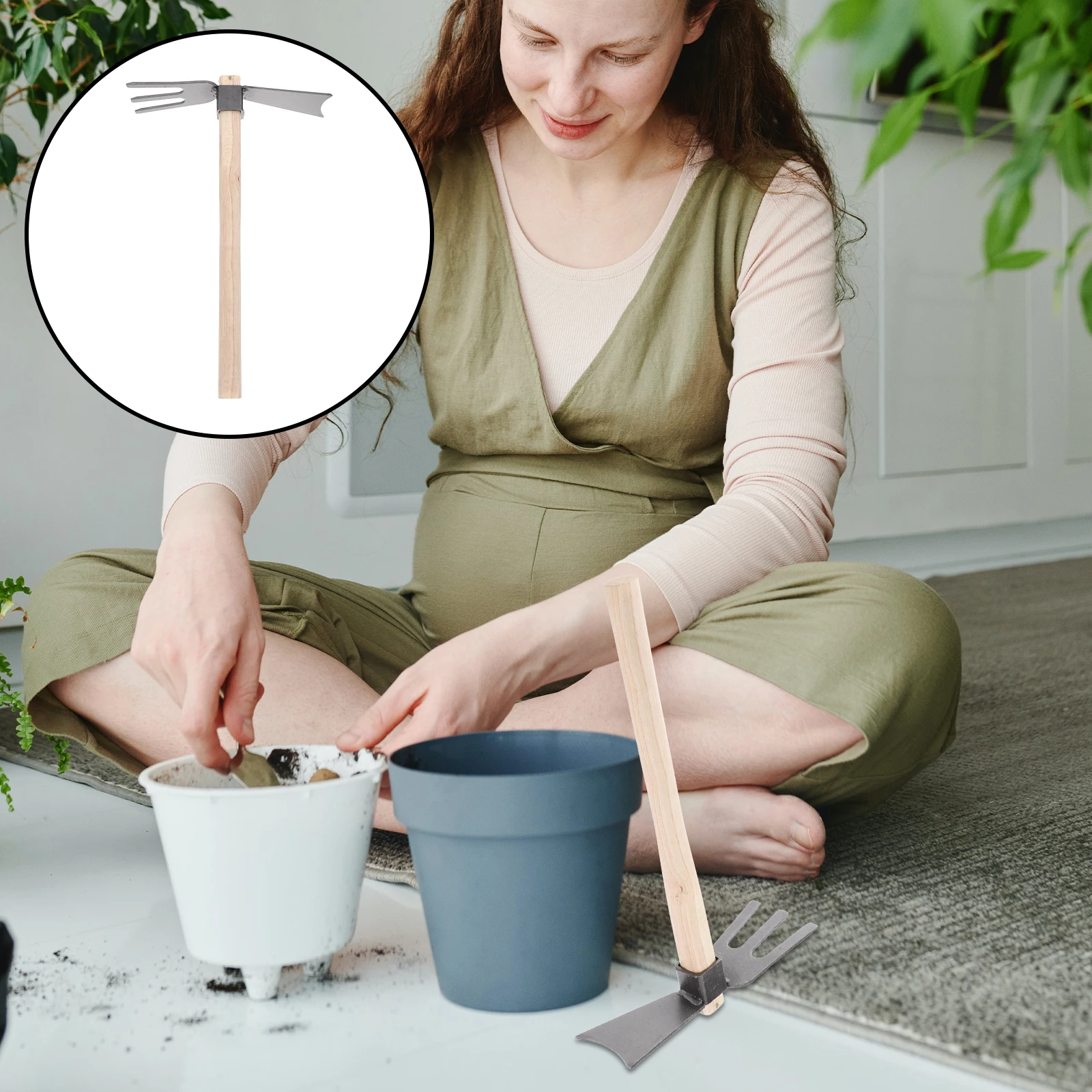 

Dual Garden Hoe Rake Agricultural Metal Vegetable Flower Digging Tool Sturdy Wooden Handle Durable Efficient Gardening Hand Rake