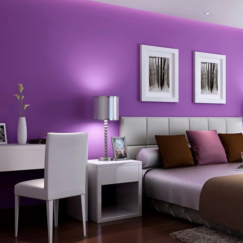 

Purple wallpaper violet modern simple solid color plain color bedroom living room dining room brilliant noble background wall