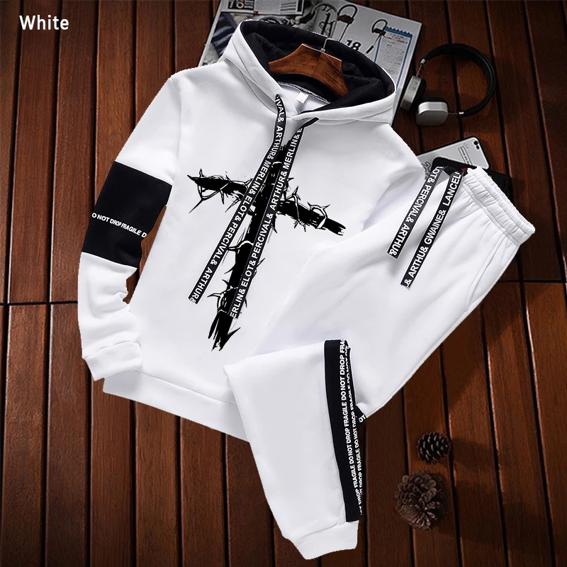 Men Tracksuit Set Autumn Winter Hoodies Sweatshirt Men\'s Sportswear 2 Pieces Hoodies Set Casual Pullover Hoodies Men Clothing